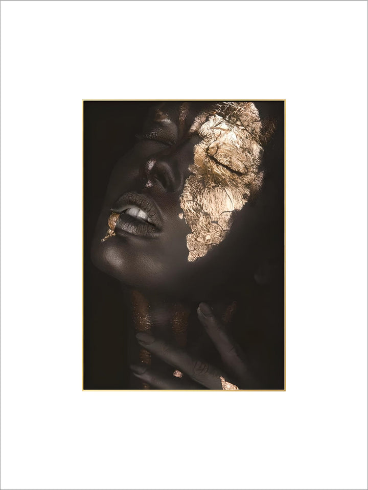 Golden Girl Fashion Wall Art Fine Art Canvas Prints Modern Abstract Portrait Pictures For Living Room Bedroom Boutique Salon Art Decor