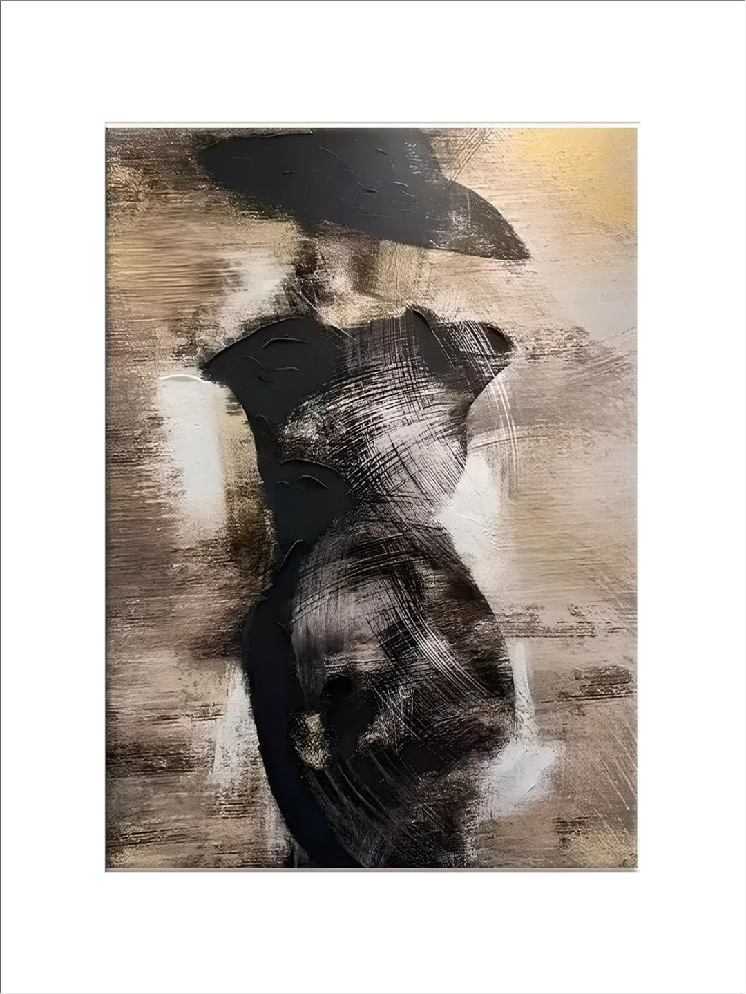 Modern Abstract Black Dress Hat Girl Fashion Wall Art Fine Art Canvas Prints Pictures For Living Room Dining Room Bedroom Salon Art Decor