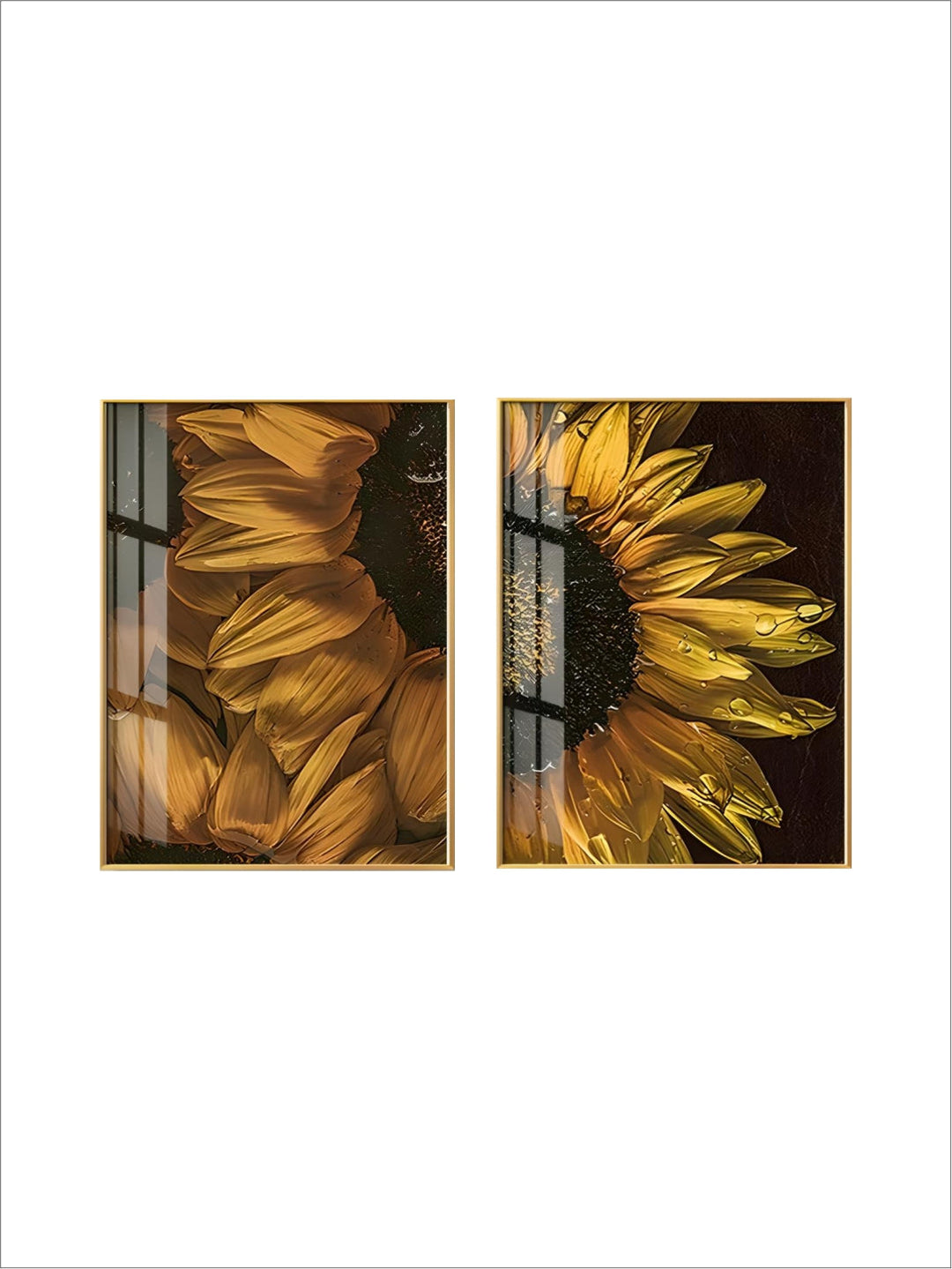 Golden Sunflower Abstract Floral Wall Art Fine Art Canvas Prints Modern Botanical Pictures For Living Room Dining Room Home Office Decor