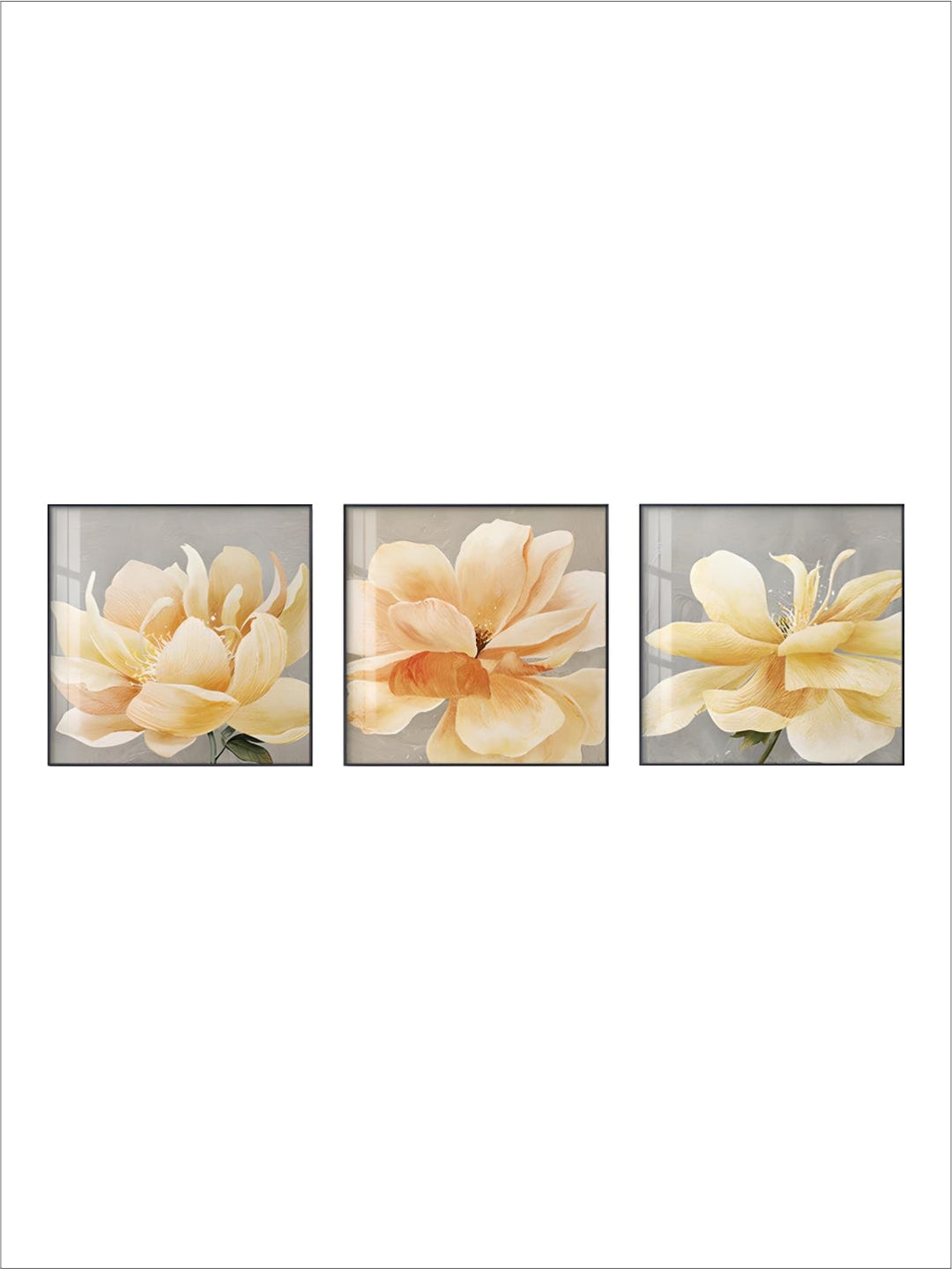 Modern Abstract Yellow Flower Wall Art Fine Art Canvas Prints Square Format Floral Pictures For Living Room Bedroom Art Decor