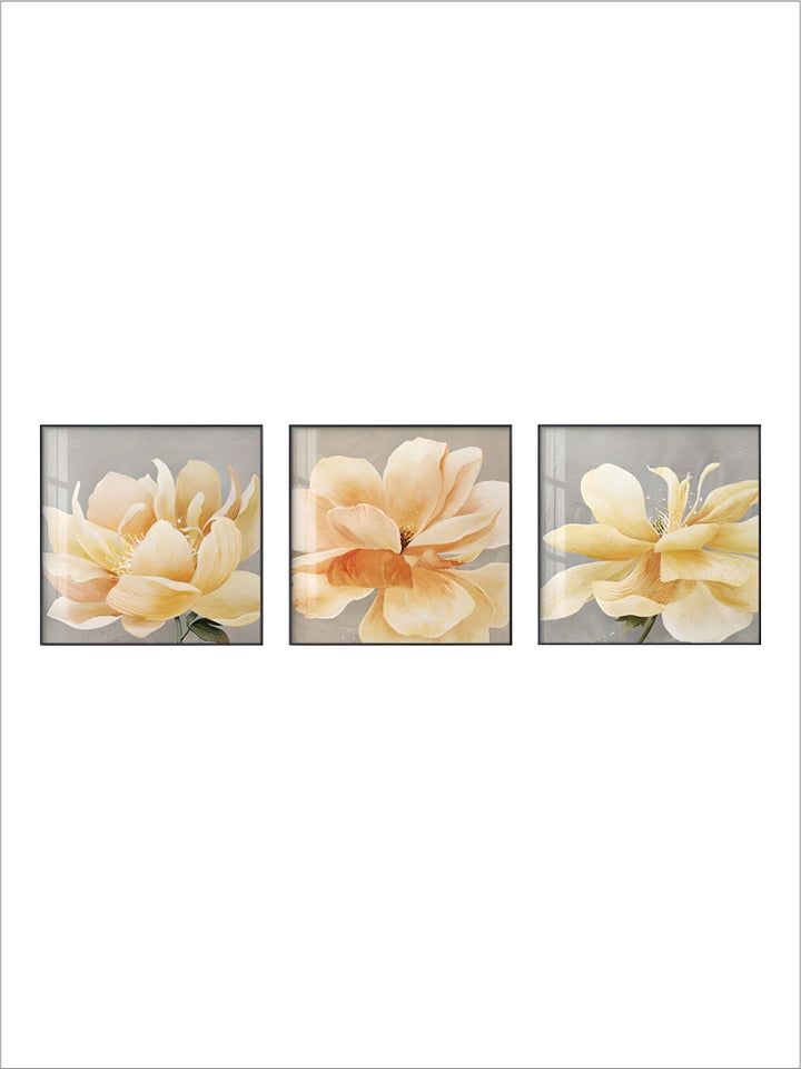 Modern Abstract Yellow Flower Wall Art Fine Art Canvas Prints Square Format Floral Pictures For Living Room Bedroom Art Decor