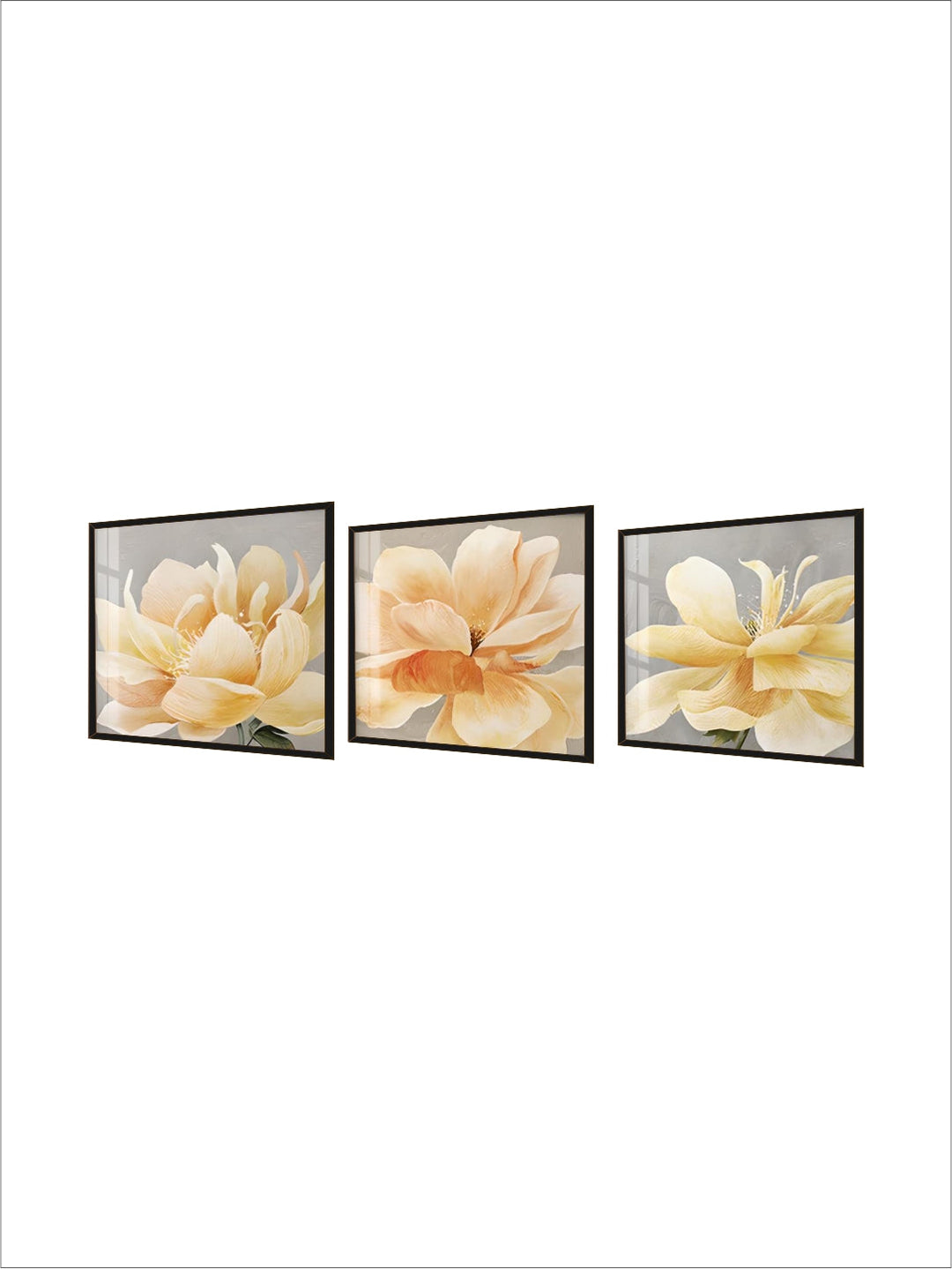 Modern Abstract Yellow Flower Wall Art Fine Art Canvas Prints Square Format Floral Pictures For Living Room Bedroom Art Decor
