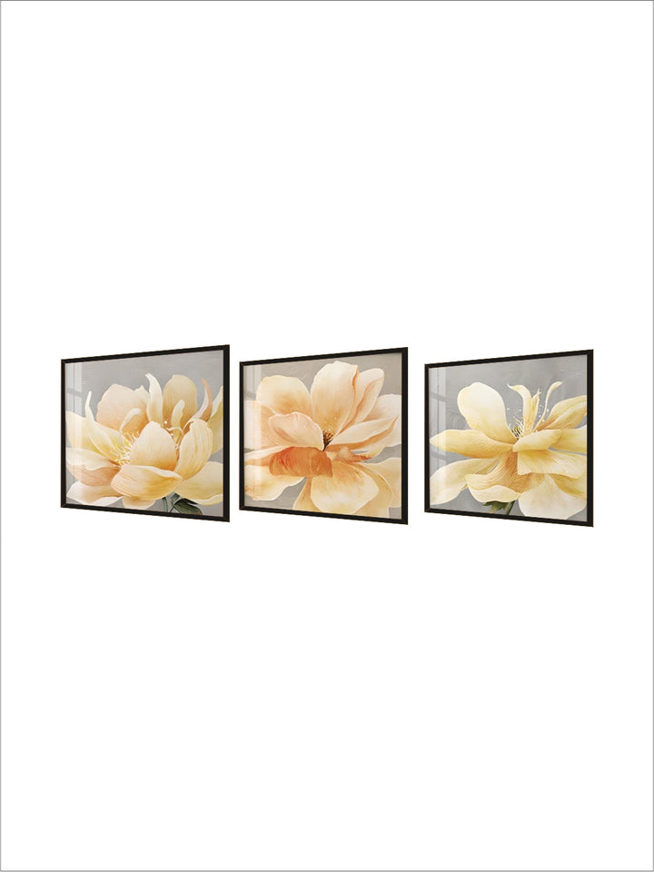 Modern Abstract Yellow Flower Wall Art Fine Art Canvas Prints Square Format Floral Pictures For Living Room Bedroom Art Decor