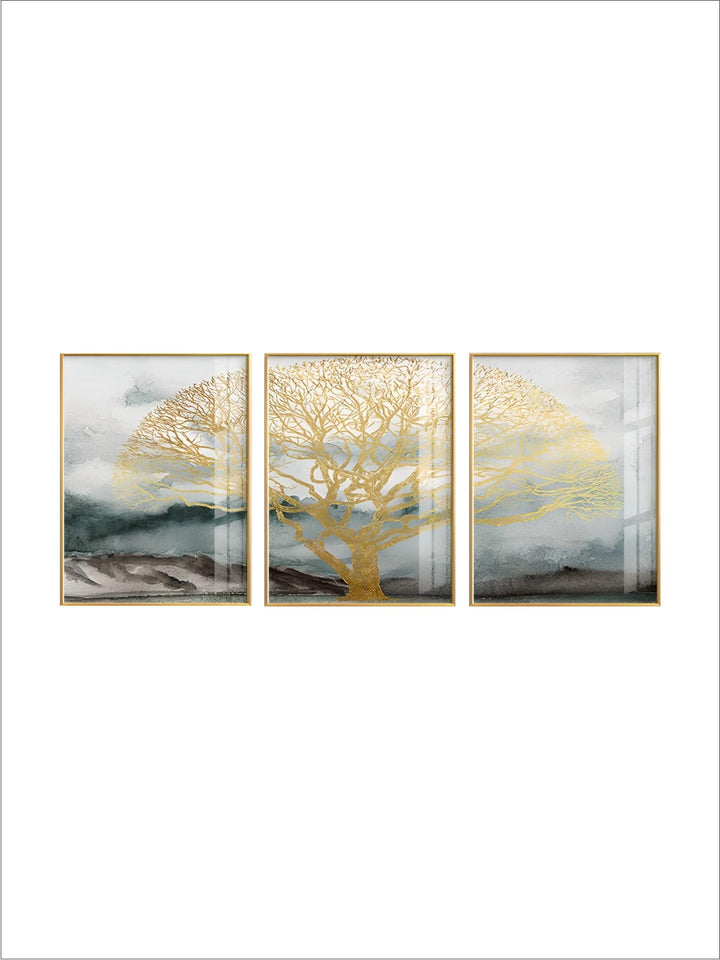Golden Tree Wilderness Deer Landscape Wall Art Fine Art Canvas Prints Nordic Pictures For Luxury Living Room Dining Room Art Decor