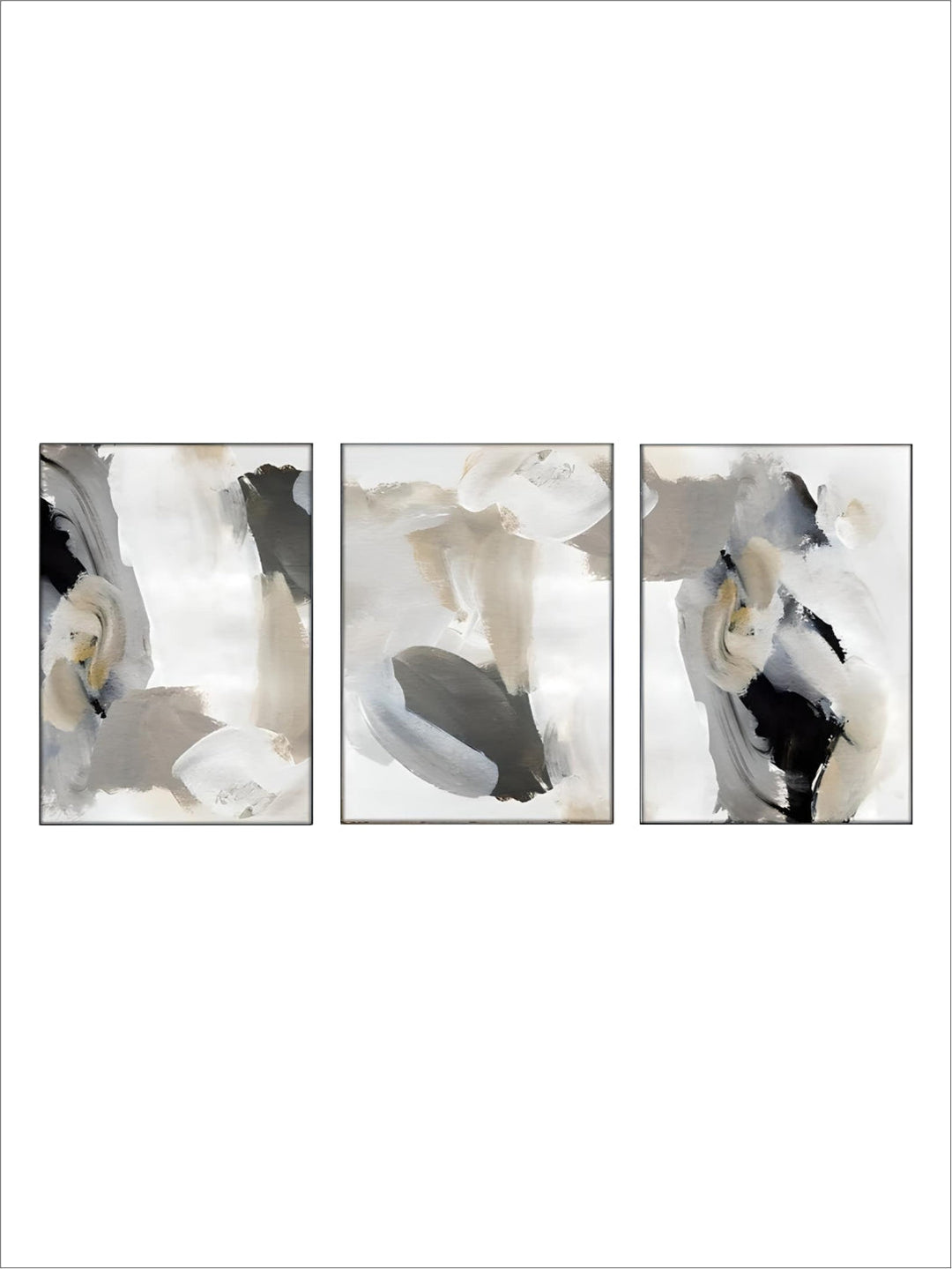 Modern Abstract Thick Brush Black Gray Beige Wall Art Fine Art Canvas Prints Pictures For Contemporary Home Office Interior Decor