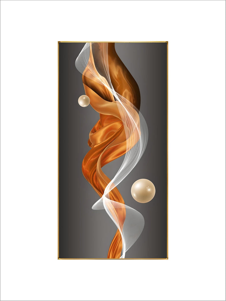 Mystical Golden Deer Flowing Landscape Wall Art Fine Art Canvas Prints Vertical Format Auspicious nordic Pictures For Entrance Hall Decor