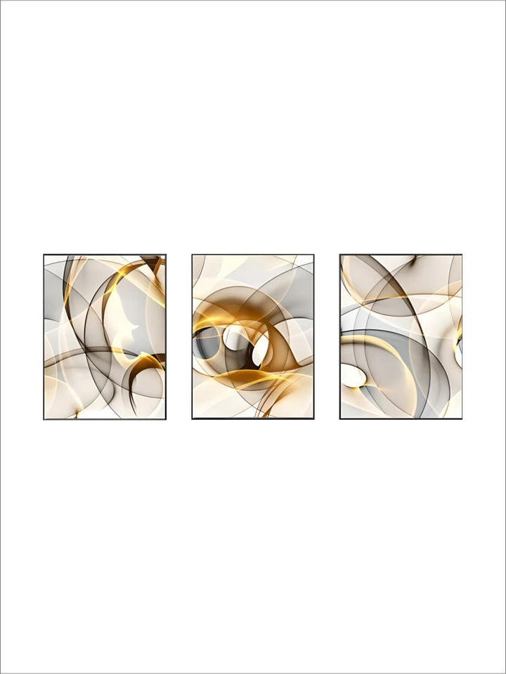 Abstract Flowing Black Golden Threads Wall Art Fine Art Canvas Prints Pictures For Modern Apartment Living Room Home Office Hotel Room Wall Decor