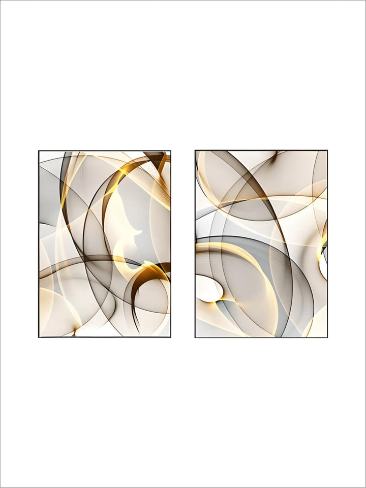 Abstract Flowing Black Golden Threads Wall Art Fine Art Canvas Prints Pictures For Modern Apartment Living Room Home Office Hotel Room Wall Decor