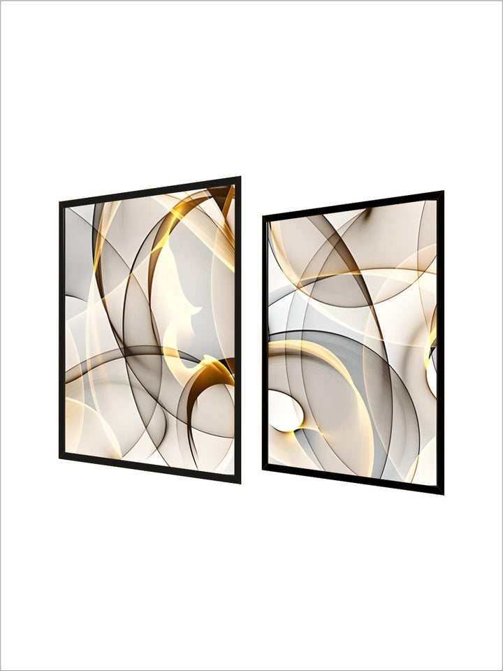 Abstract Flowing Black Golden Threads Wall Art Fine Art Canvas Prints Pictures For Modern Apartment Living Room Home Office Hotel Room Wall Decor