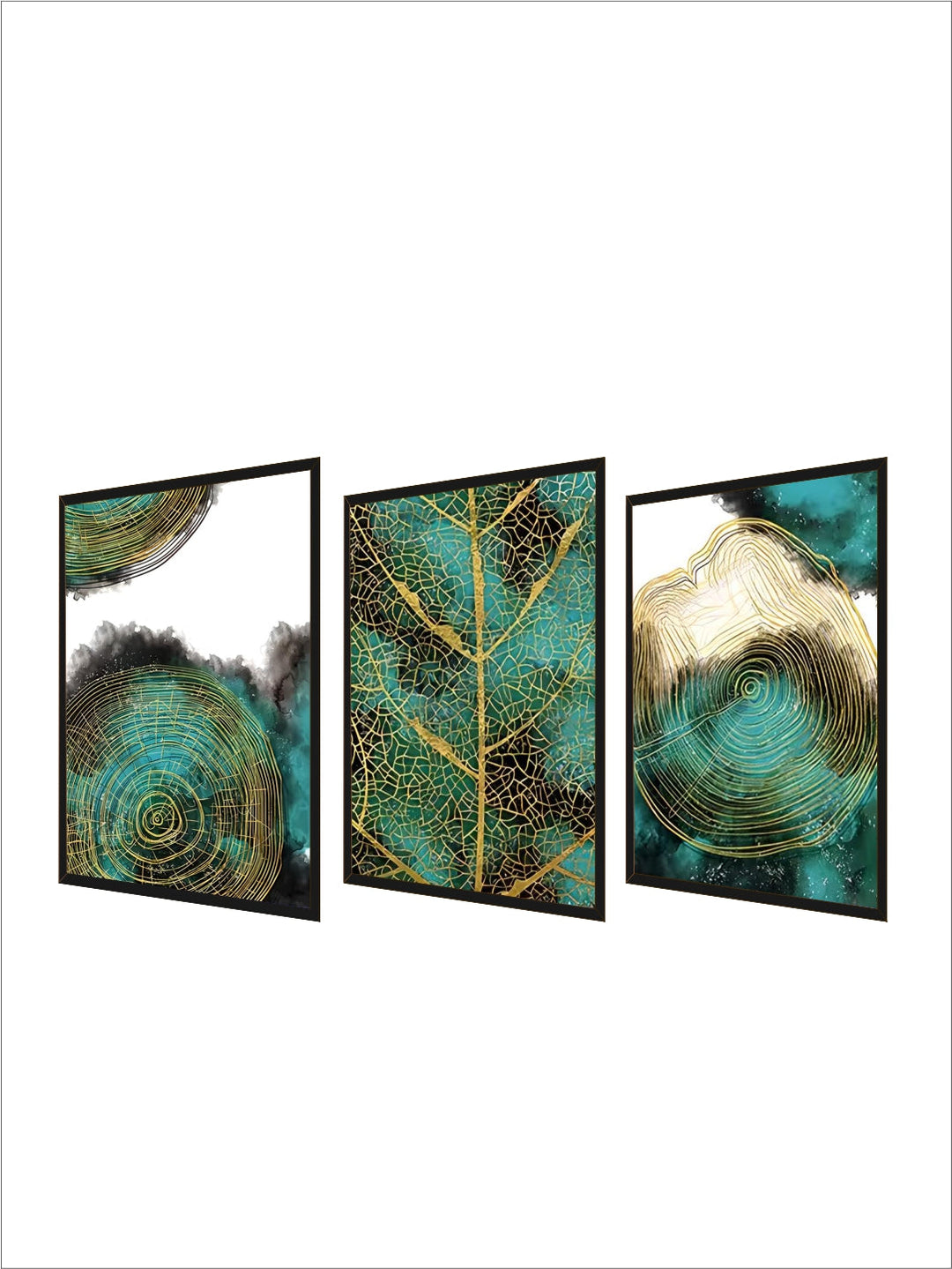 Modern Green Agate Golden Nordic Luxury Art Abstract Green Plant Gold Leaf Canvas Painting For Wall Art Decoration Living Room