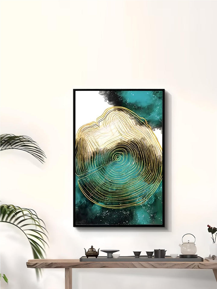 Modern Green Agate Golden nordic Luxury Art Abstract Green Plant Gold Leaf Canvas Painting For Wall Art Decoration Living Room