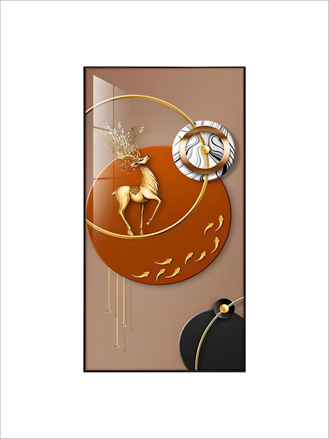 Large Wall Art Painting Gold Elk nordic Style Luxury Animal crystal porcelain painting modern artwork framed for home decor