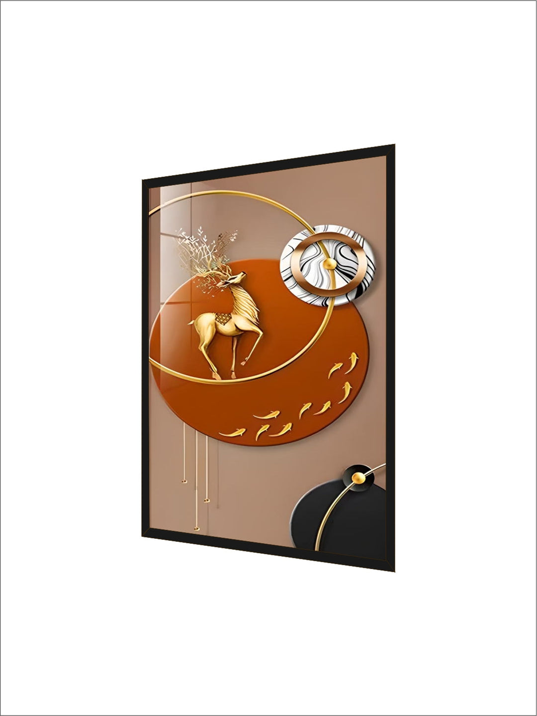 Large Wall Art Painting Gold Elk nordic Style Luxury Animal crystal porcelain painting modern artwork framed for home decor