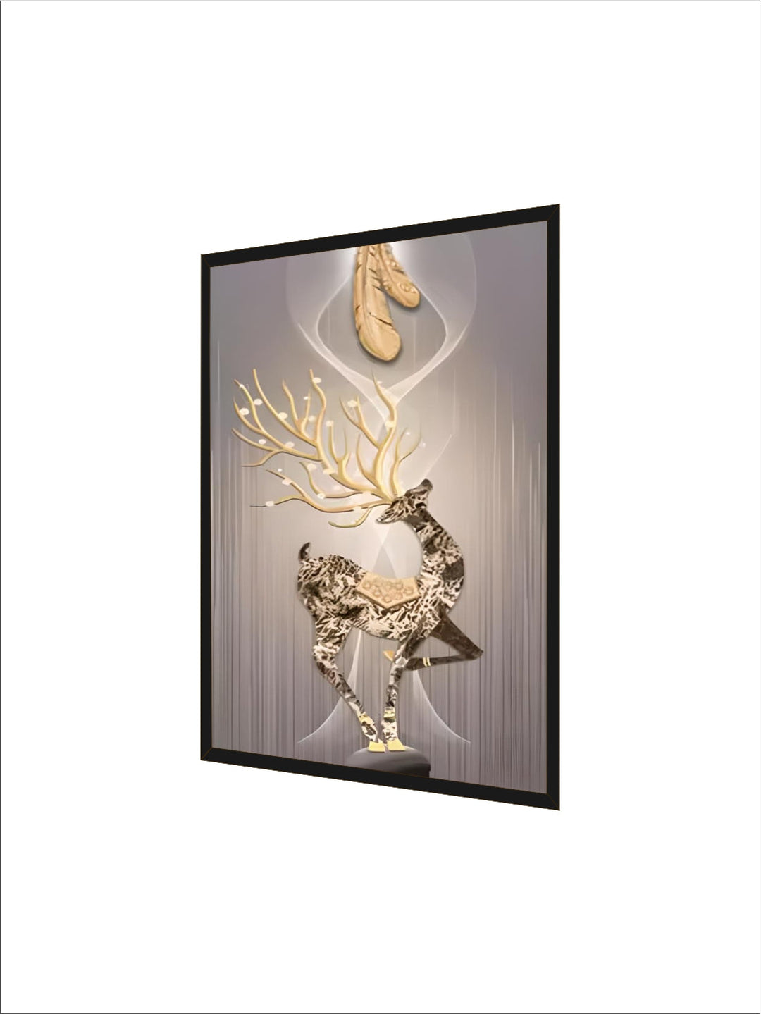 Nordic Luxury Golden Deer Art Crystal Porcelain Painting Wall Decor Picture Entryway Wall Art Painting
