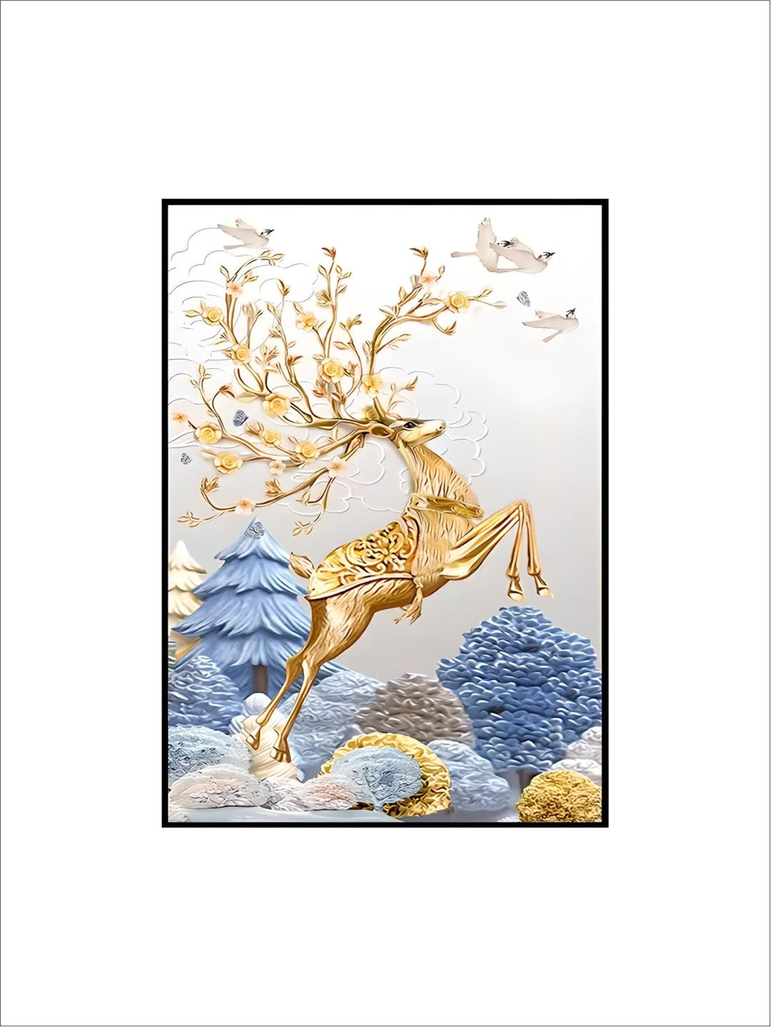 New Luxury Home Decor Animals Nordic Wall Art Golden Deer Art Porcelain Painting Crystal