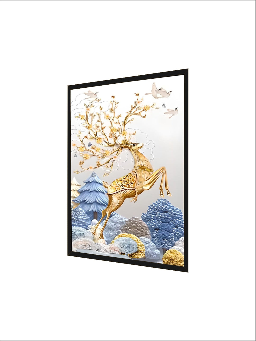 New Luxury Home Decor Animals Nordic Wall Art Golden Deer Art Porcelain Painting Crystal