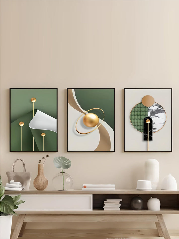 Luxury Green Gold Solid Geometry Decorative Posters Porch Nordic wall pictures frames wall art living rooms abstract