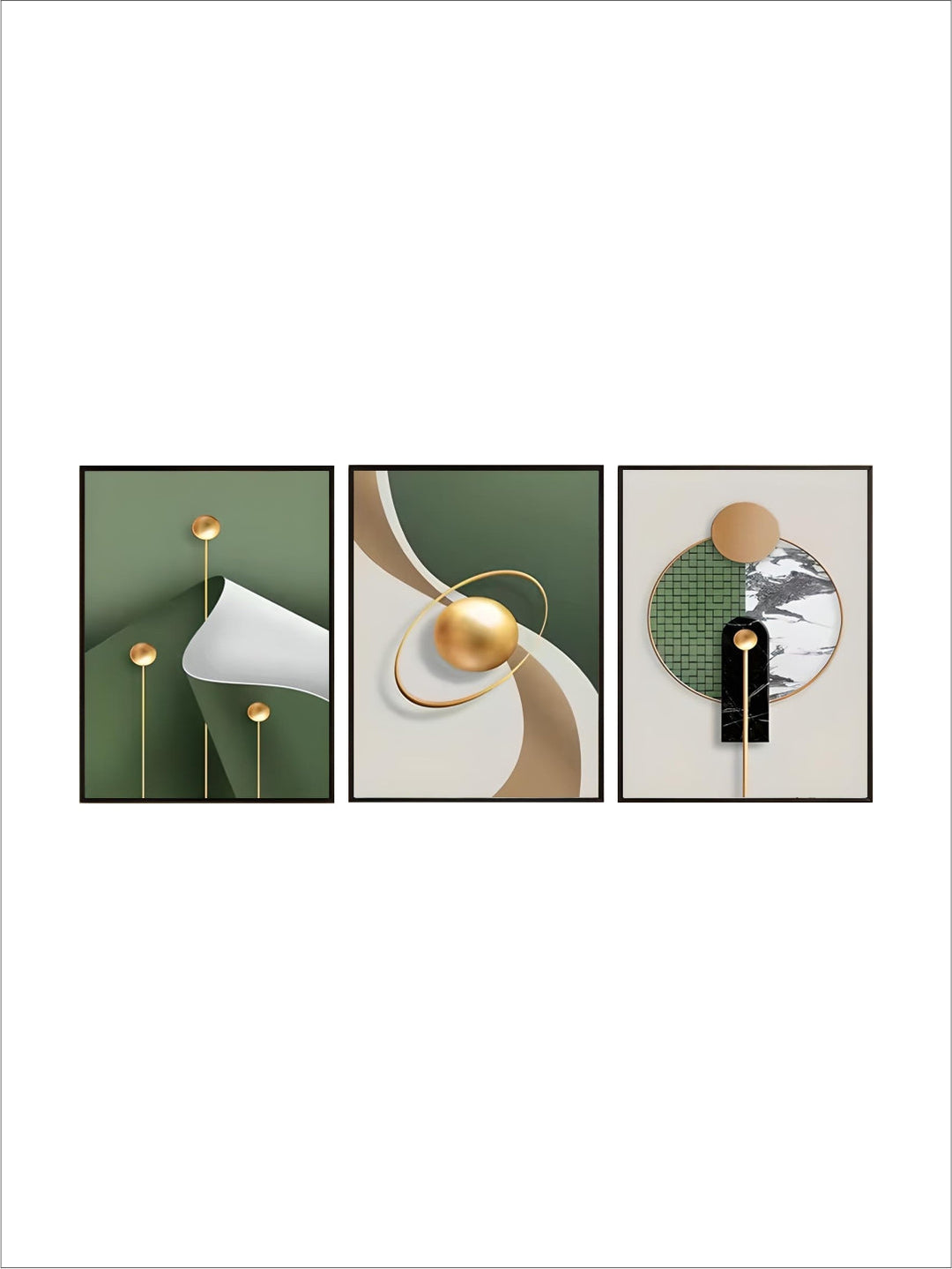 Luxury Green Gold Solid Geometry Decorative Posters Porch Nordic wall pictures frames wall art living rooms abstract