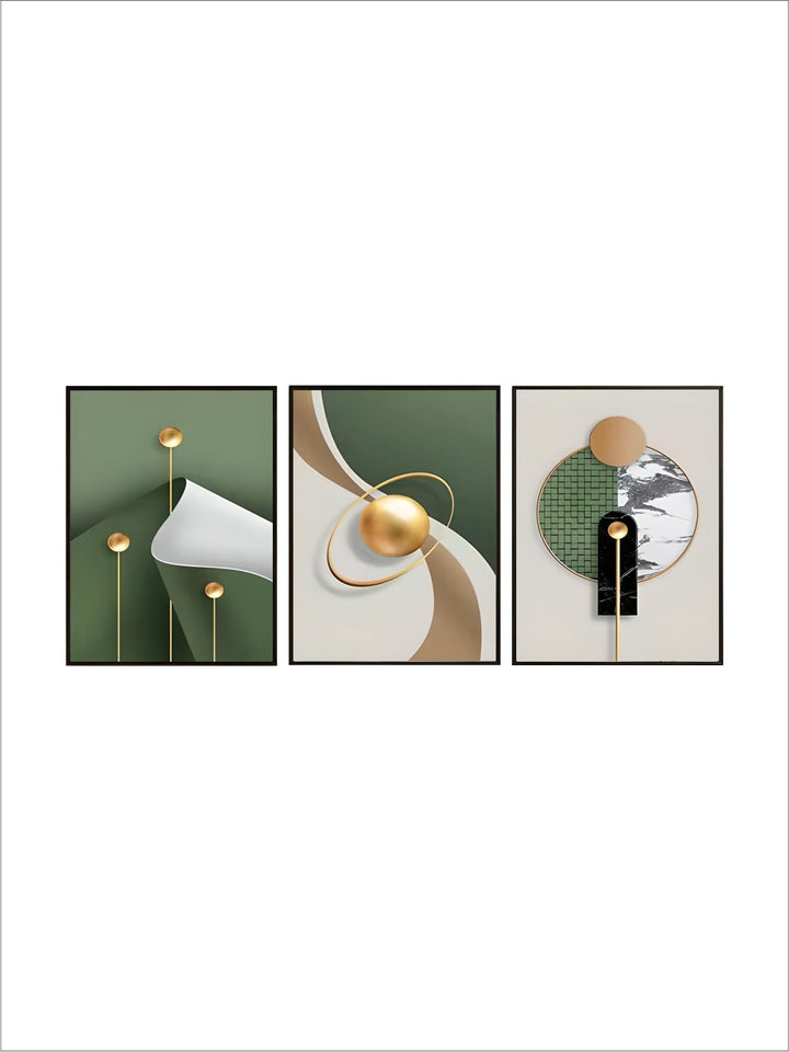 Luxury Green Gold Solid Geometry Decorative Posters Porch Nordic wall pictures frames wall art living rooms abstract