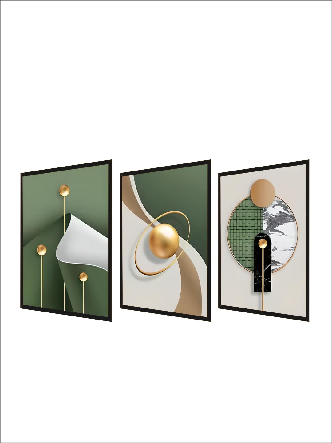 Luxury Green Gold Solid Geometry Decorative Posters Porch Nordic wall pictures frames wall art living rooms abstract