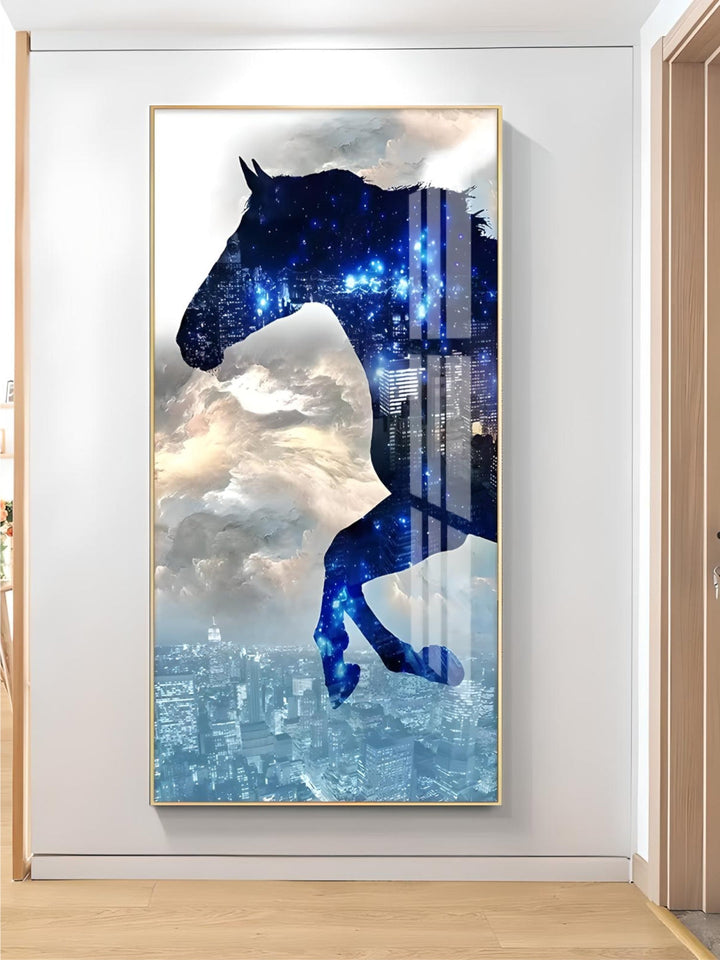 Modern Extra Large Wall Art Decor Modern Art Crystal Porcelain Horse Abstract Resin Painting On Acrylic
