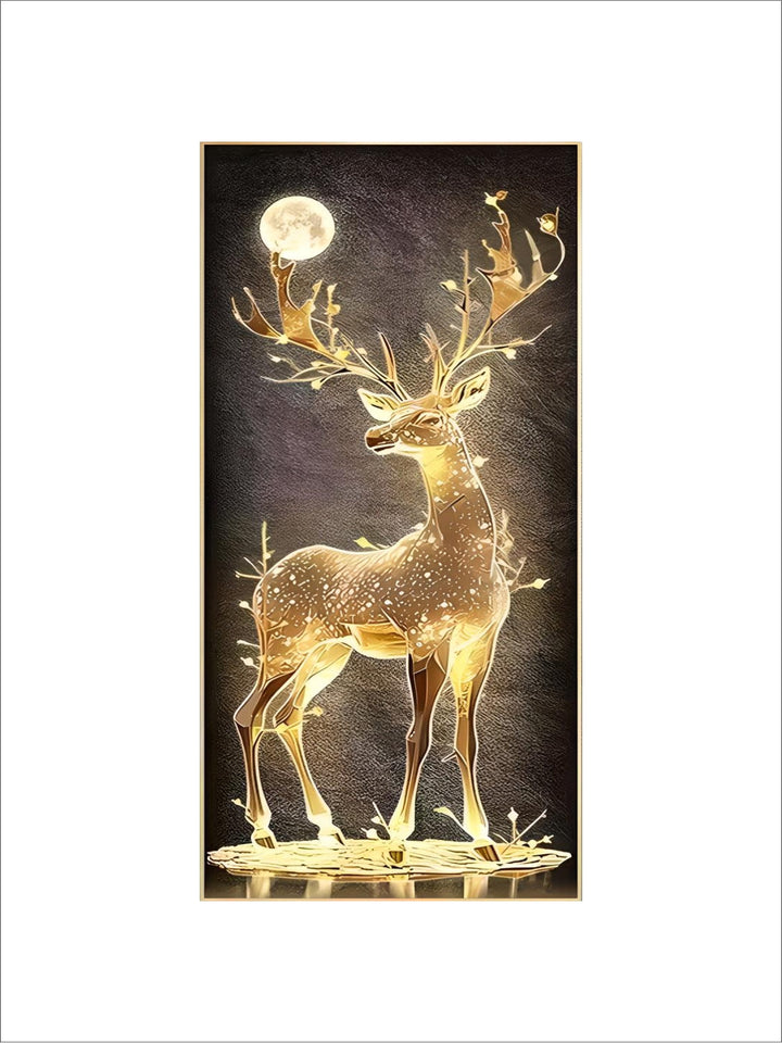 Nordic Luxury Abstract Wall Art Golden Elk Canvas Art Print Gold Ribbon Posters led crystal porcelain decorative paintings