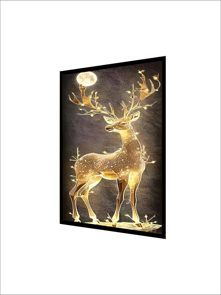 Nordic Luxury Abstract Wall Art Golden Elk Canvas Art Print Gold Ribbon Posters led crystal porcelain decorative paintings