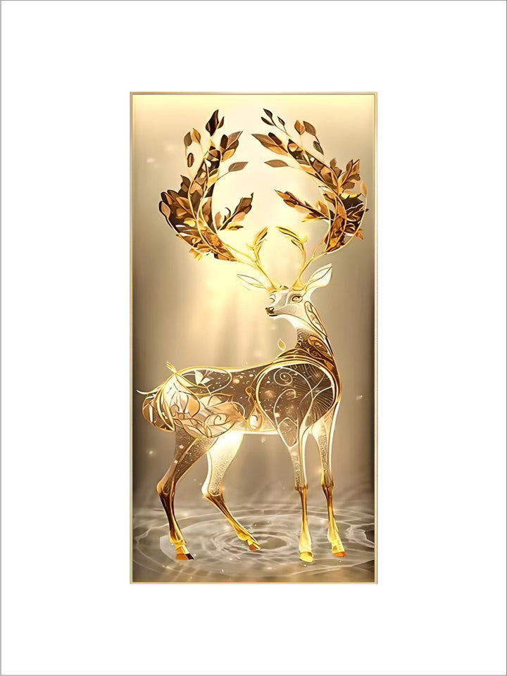 nordic Luxury Abstract Wall Art Golden Elk Canvas Art Print Gold Ribbon Posters led crystal porcelain decorative paintings