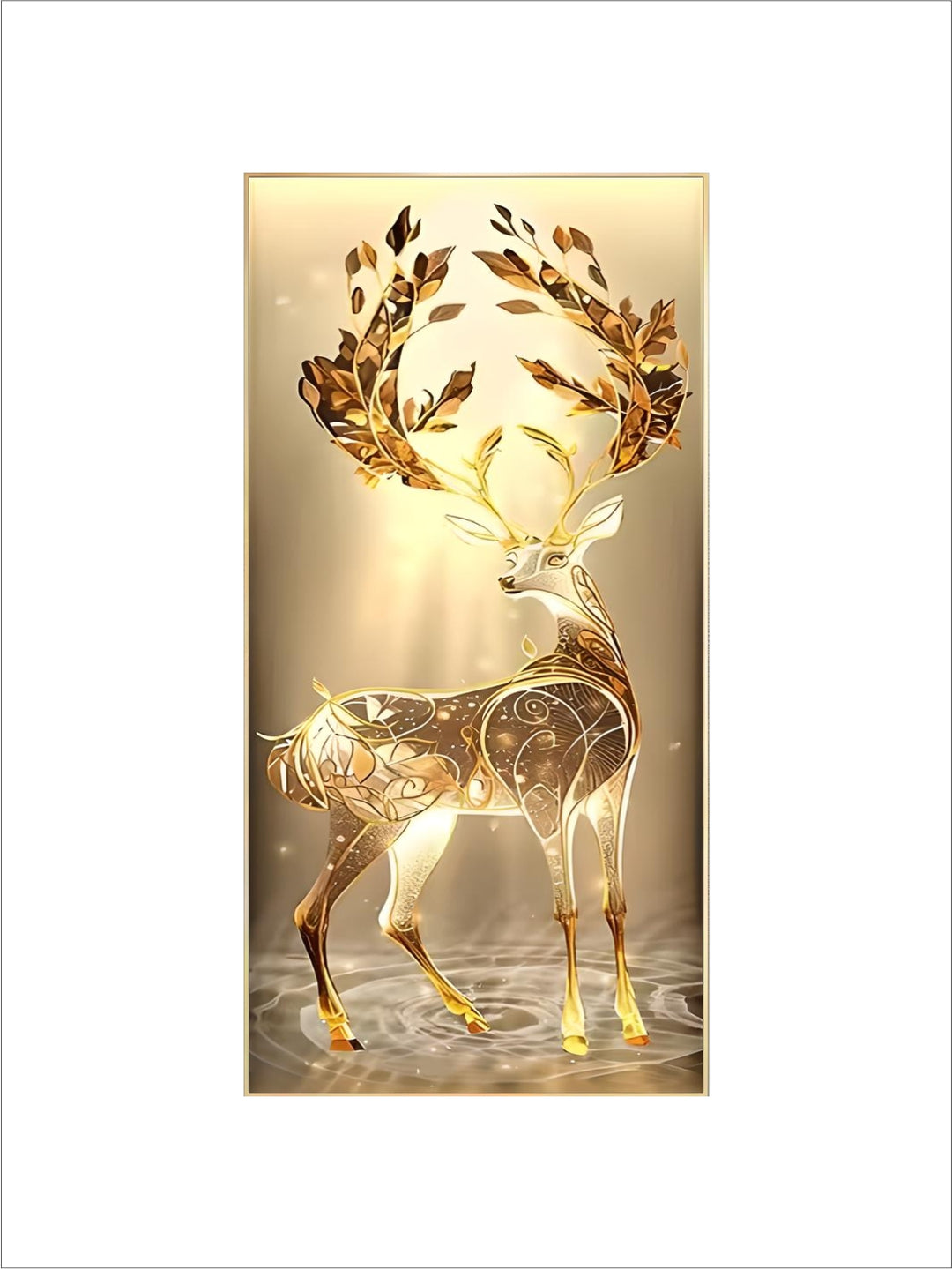 Nordic Luxury Abstract Wall Art Golden Elk Canvas Art Print Gold Ribbon Posters led crystal porcelain decorative paintings