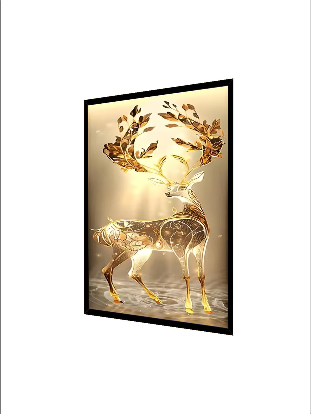 nordic Luxury Abstract Wall Art Golden Elk Canvas Art Print Gold Ribbon Posters led crystal porcelain decorative paintings