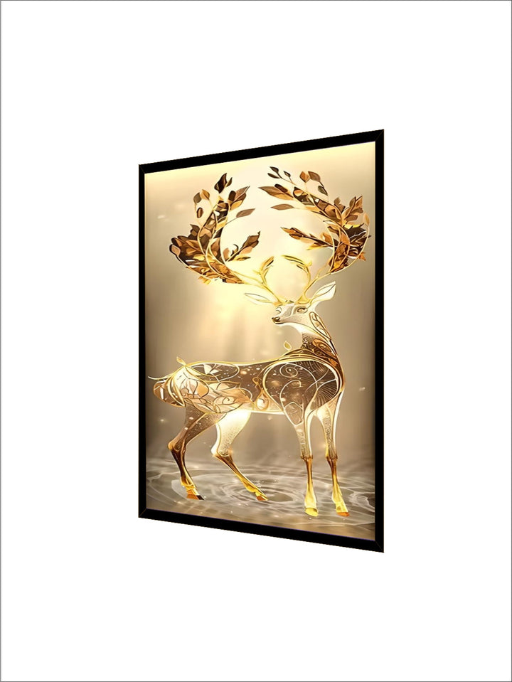 nordic Luxury Abstract Wall Art Golden Elk Canvas Art Print Gold Ribbon Posters led crystal porcelain decorative paintings