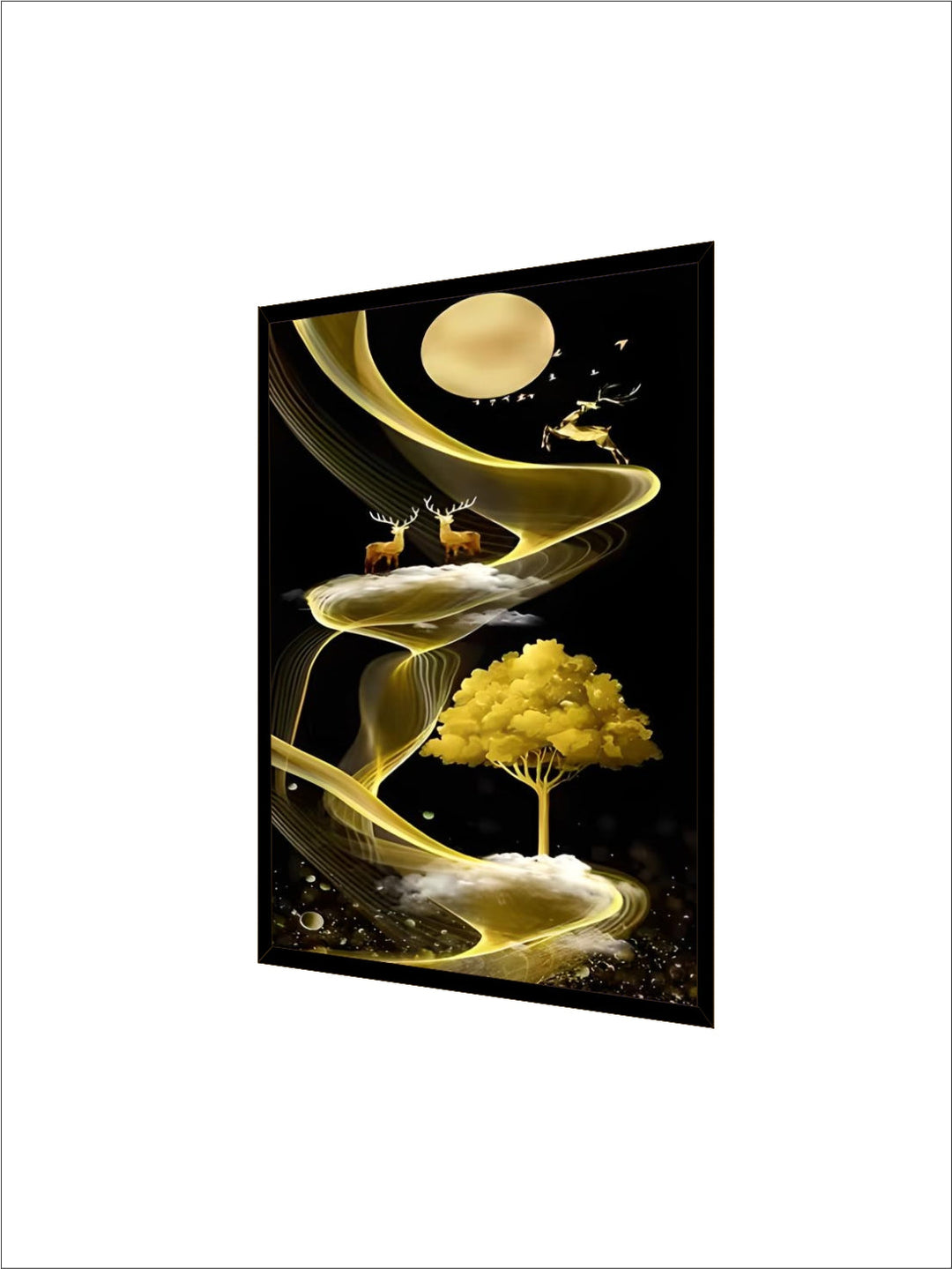 Mural wall background Northern Europe crystal porcelain painting golden deer curve moon golden porch painting wall art