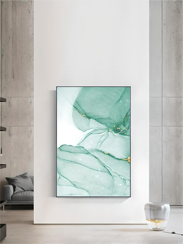 Abstract Green Golden Marble Print Wall Art Fine Art Canvas Prints Pictures For Modern Apartment Living Room Hotel Room Art Decor