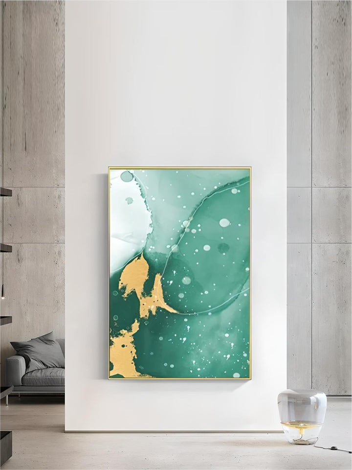 Abstract Green Golden Marble Print Wall Art Fine Art Canvas Prints Pictures For Modern Apartment Living Room Hotel Room Art Decor