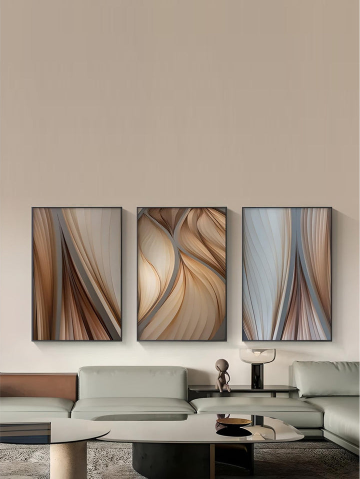Modern Aesthetics Flowing Ripples Abstract Wall Art Fine Art Canvas Prints Pictures For Luxury Apartment Living Room Modern Foyer Entranceway Art Decor