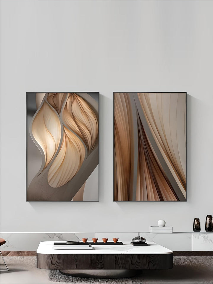 Modern Aesthetics Flowing Ripples Abstract Wall Art Fine Art Canvas Prints Pictures For Luxury Apartment Living Room Modern Foyer Entranceway Art Decor