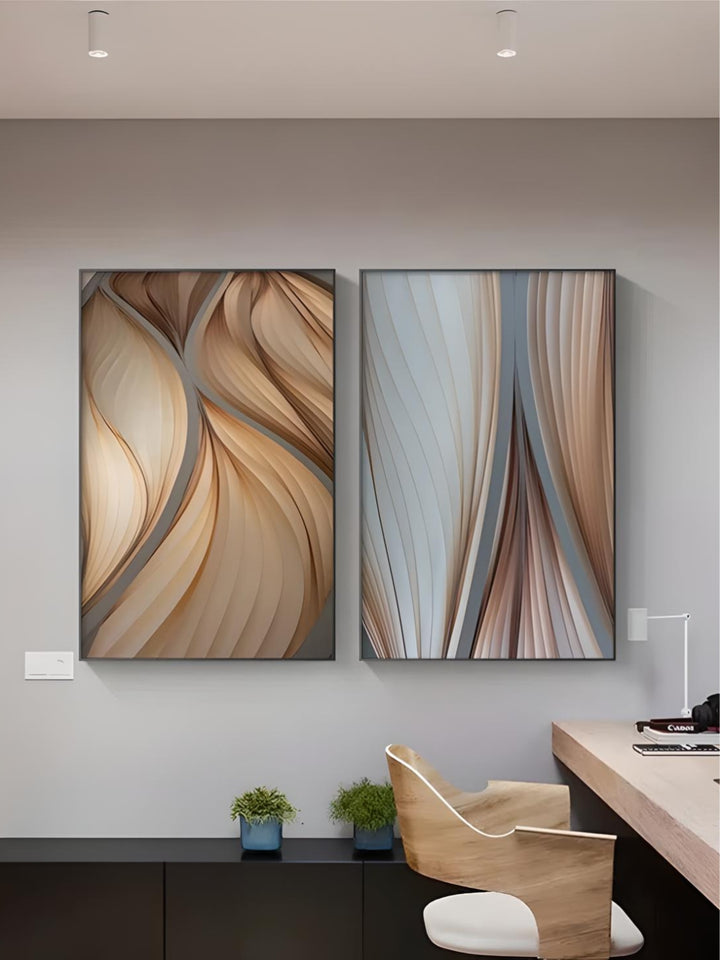 Modern Aesthetics Flowing Ripples Abstract Wall Art Fine Art Canvas Prints Pictures For Luxury Apartment Living Room Modern Foyer Entranceway Art Decor