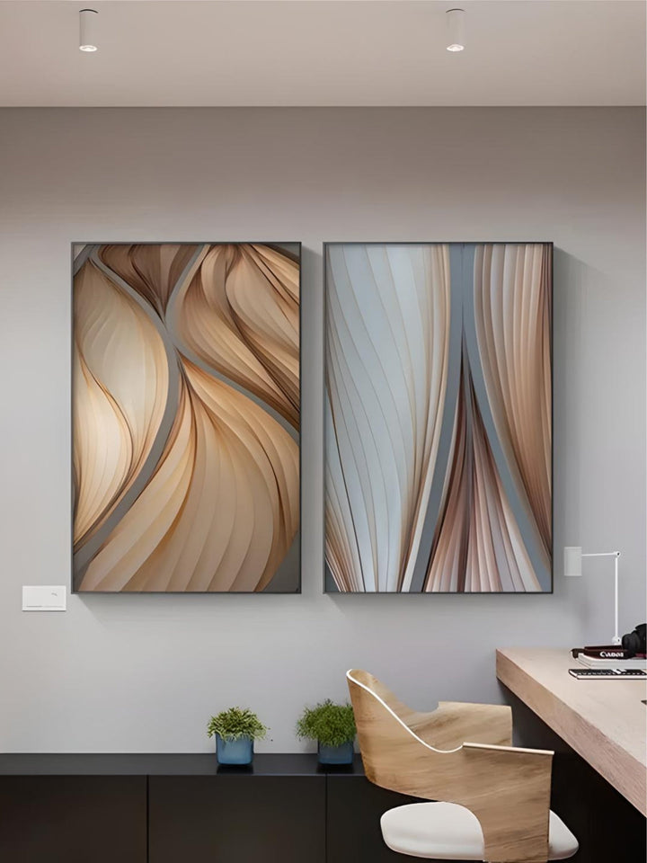 Modern Aesthetics Flowing Ripples Abstract Wall Art Fine Art Canvas Prints Pictures For Luxury Apartment Living Room Modern Foyer Entranceway Art Decor