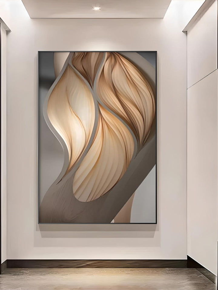 Modern Aesthetics Flowing Ripples Abstract Wall Art Fine Art Canvas Prints Pictures For Luxury Apartment Living Room Modern Foyer Entranceway Art Decor