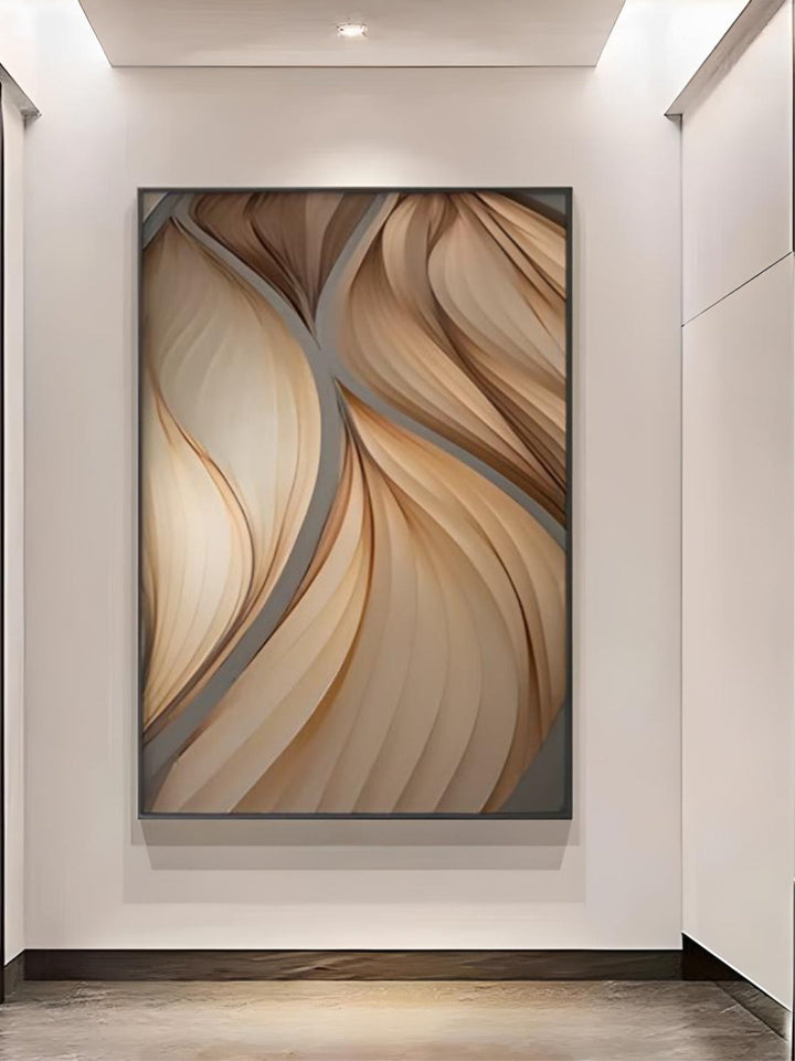 Modern Aesthetics Flowing Ripples Abstract Wall Art Fine Art Canvas Prints Pictures For Luxury Apartment Living Room Modern Foyer Entranceway Art Decor