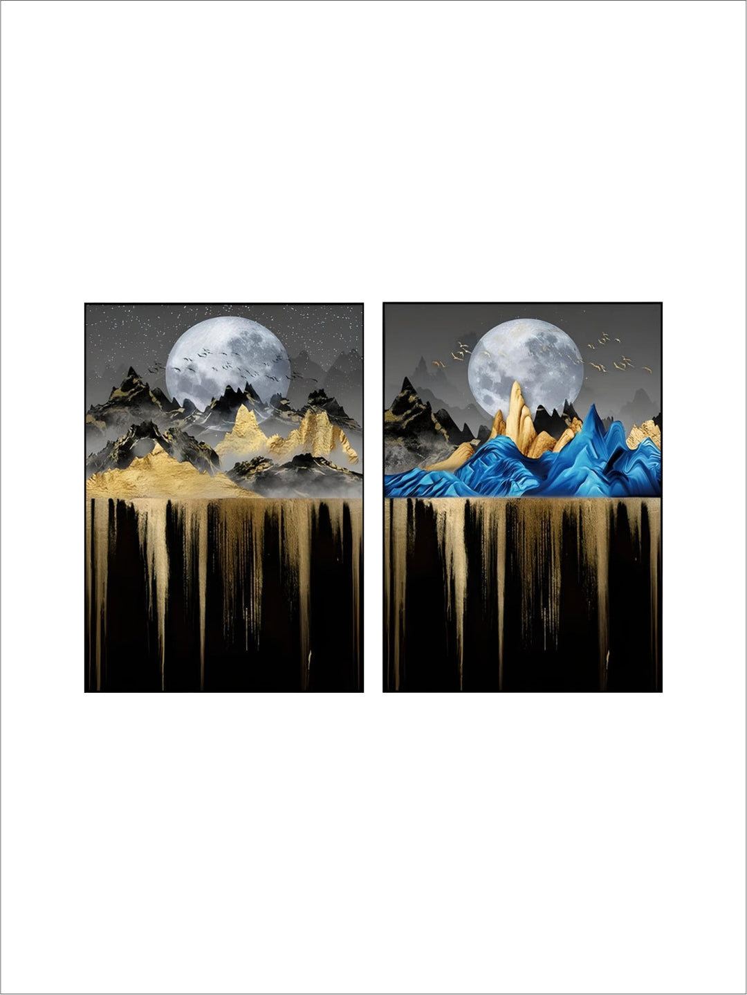 Abstract Auspicious Golden Tree Moon Landscape Wall Art Fine Art Canvas Prints Modern Pictures For Luxury Living Room Wall Decoration