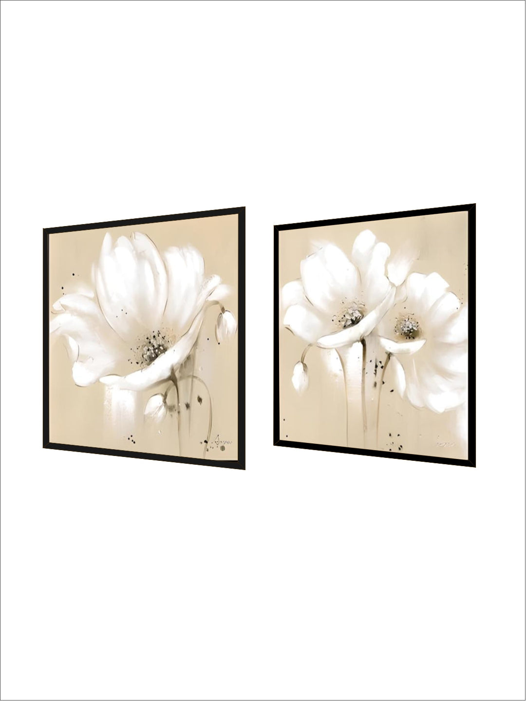 Beige White Petal Flower Wall Art Fine Art Canvas Prints Modern Botanical Square Format Floral Pictures For Living Room Bedroom Decor