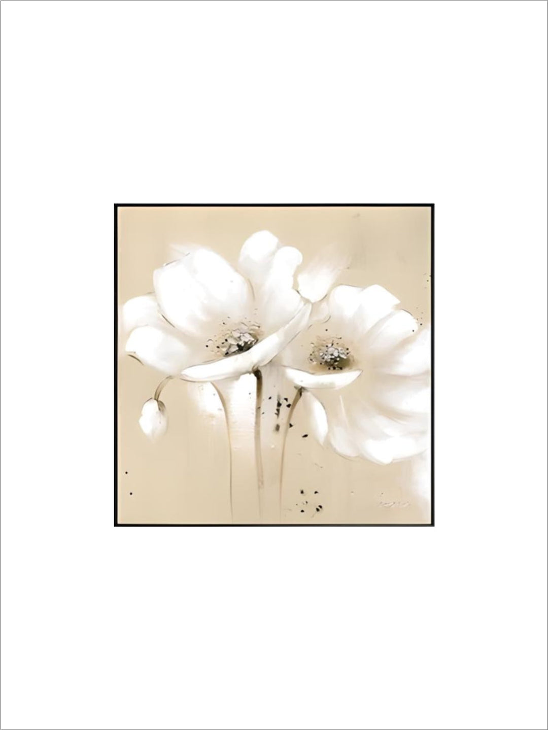 Beige White Petal Flower Wall Art Fine Art Canvas Prints Modern Botanical Square Format Floral Pictures For Living Room Bedroom Decor