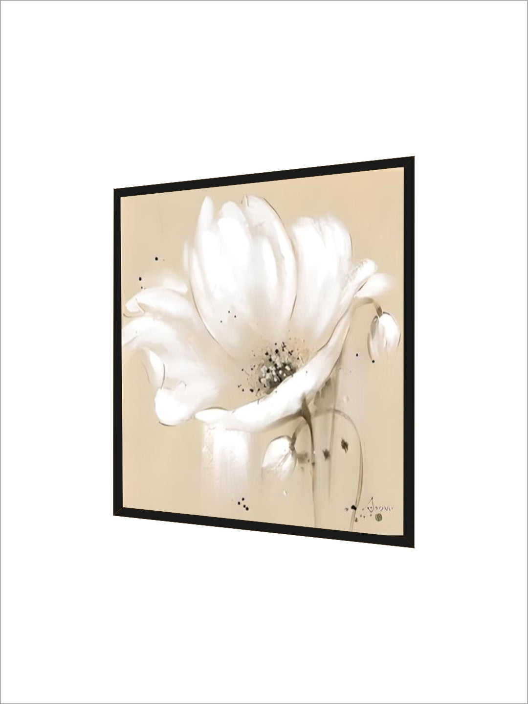 Beige White Petal Flower Wall Art Fine Art Canvas Prints Modern Botanical Square Format Floral Pictures For Living Room Bedroom Decor