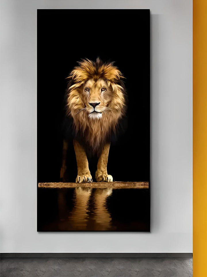 Black Golden Lion Poster Wall Art Fine Art Canvas Print Picture For Entrance Foyer Living Room Light Luxury Home Decor