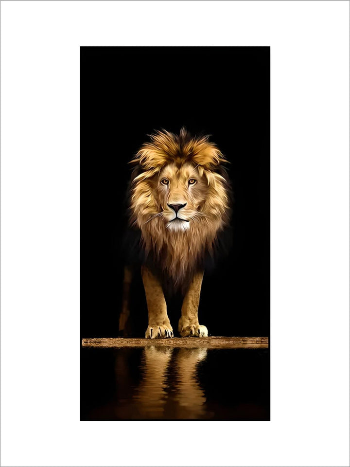 Black Golden Lion Poster Wall Art Fine Art Canvas Print Picture For Entrance Foyer Living Room Light Luxury Home Decor