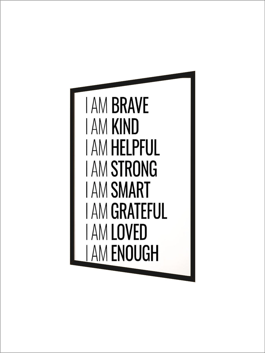 I Am Enough Inspirational Quotation Wall Art Fine Art Canvas Print Black White Daily Mantra Motivational Poster For Bedroom Living Room Decor