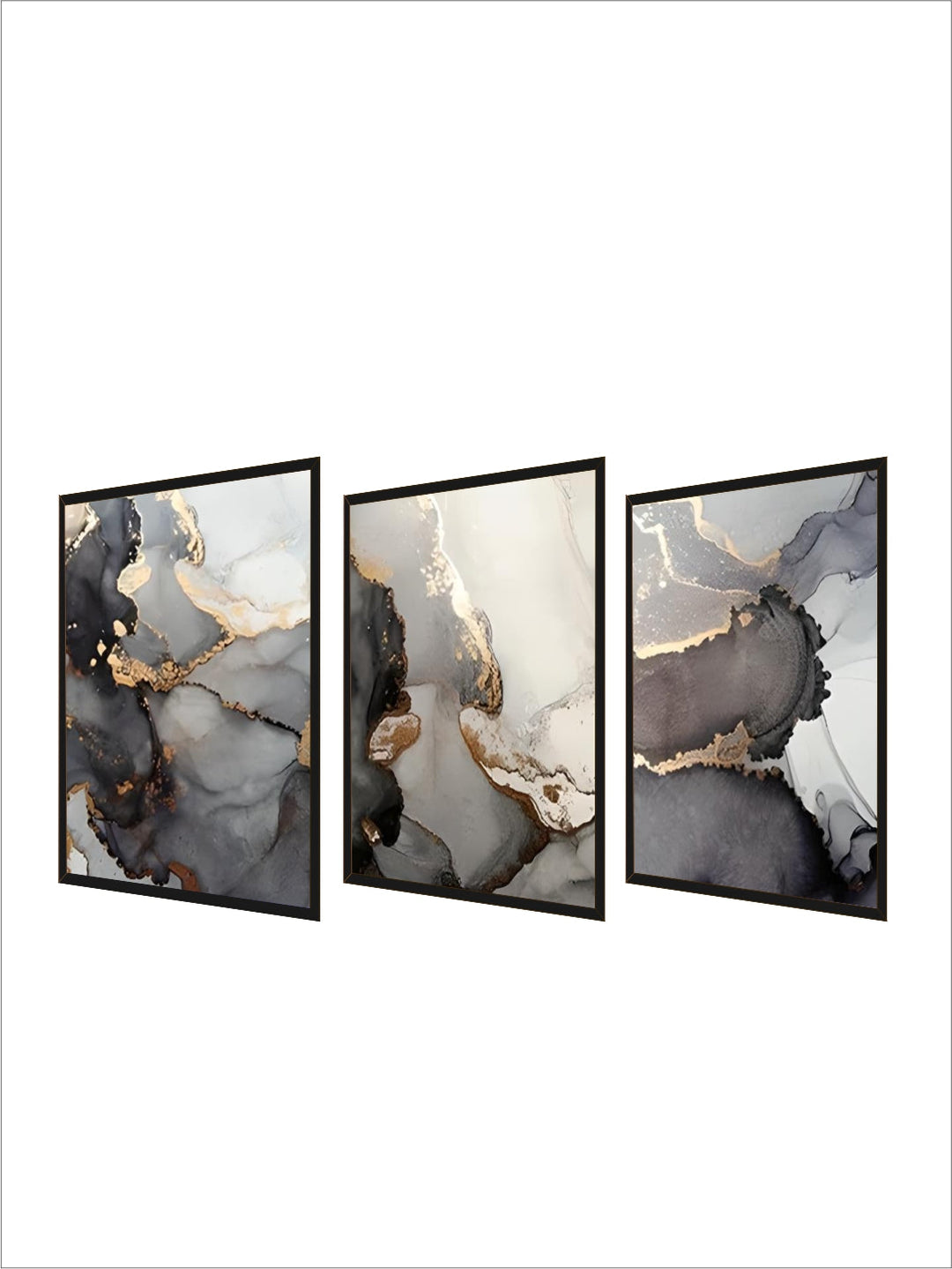 Modern Abstract Black Gold Marble Wall Art Fine Art Canvas Prints Pictures For Loft Apartment Living Room Luxury Home Office Interior Wall Art Decor