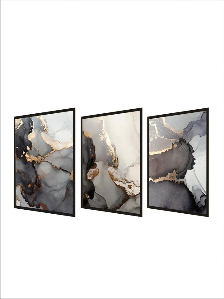 Modern Abstract Black Gold Marble Wall Art Fine Art Canvas Prints Pictures For Loft Apartment Living Room Luxury Home Office Interior Wall Art Decor