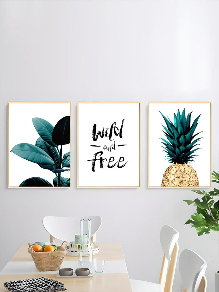 Inspirational Quotes Posters Golden Pineapple Green Leaf Monstera Wall Art Fine Art Canvas Prints For Living Room Home Office Decor
